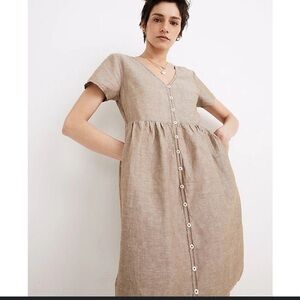 Madewell Alexandra linen blend button front dress- M